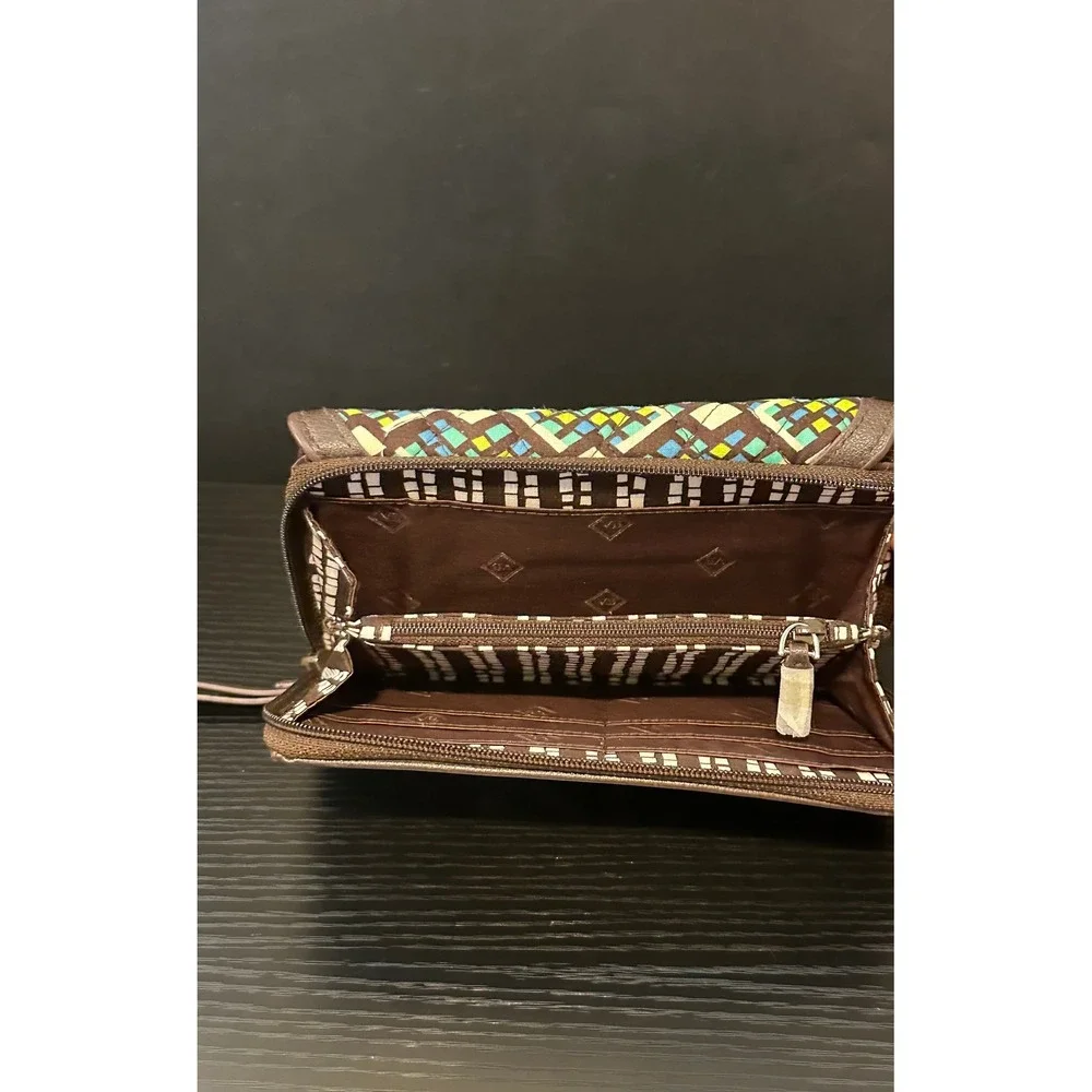 Vera Bradley All In One  Wallet Wristlet Geometric Quilted Brown Blue - Picture 6 of 6
